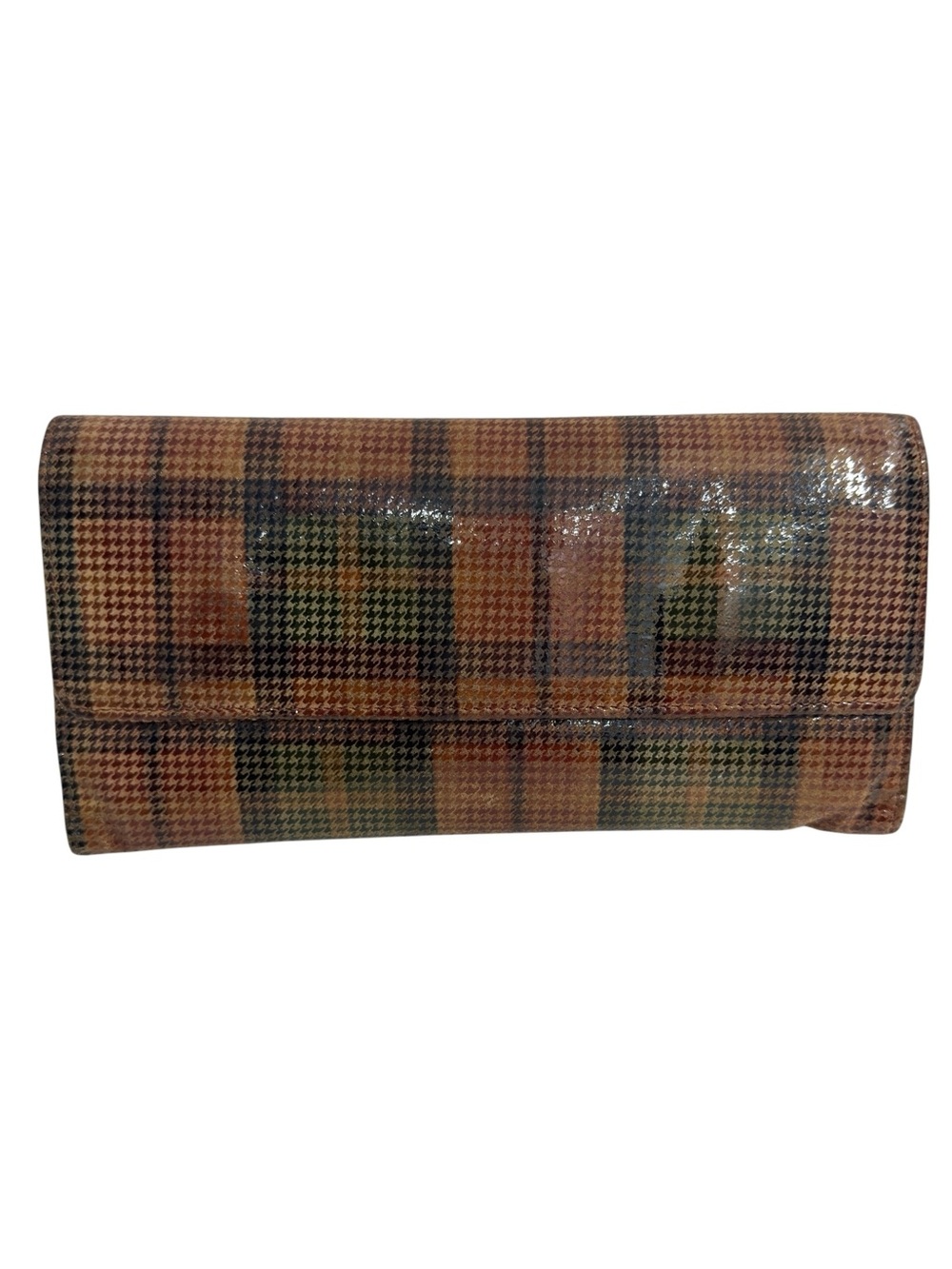 Vintage Hobo International Mavis Plaid Leather Trifold Wallet Clutch Organizer